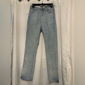 Missguided High Waisted Straight Leg Split Hem Jeans